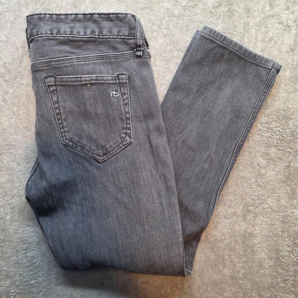Rag & Bone Straight Jeans Womens 30x26 Charcoal Wash Mid Rise Stretch Denim